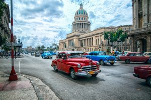 The Cuban capitol and colorful traffic